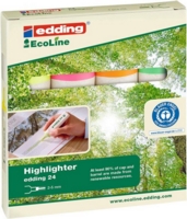 Edding 24 EcoLine Highlighter Pen Chisel Tip 2-5mm Line Assorted Colours (Pack 4)