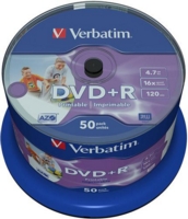 Verbatim DVD Plus R Inkjet Printable Spindle of 50
