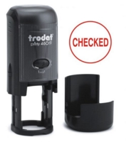 Trodat Printy 46019 Self Inking Word Stamp CHECKED 19mm Diameter Red Ink