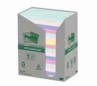 Post it Recycled Notes 76x127mm Assorted Colours 100 Sheets Per Pad Pack of 16 7100259665