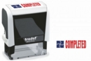 Trodat Office Printy 4912 Self Inking Word Stamp COMPLETED 46x18mm Blue/Red Ink