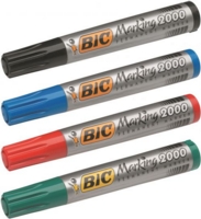 Bic Marking 2000 Permanent Marker Bullet Tip 1.7mm Line Assorted Colours (Pack 4)