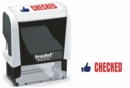 Trodat Office Printy 4912 Self Inking Word Stamp CHECKED 46x18mm Blue/Red Ink