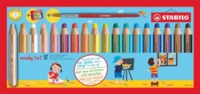 STABILO woody 3 in 1 Colouring Pencil Paint Brush and Sharpener Set Assorted Colours (Pack 18)