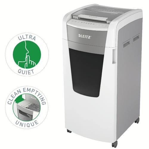 Leitz IQ AutoFeed Office Pro 600 Cross Cut Shredder 110 Litre 600 Sheet Automatic/15 Sheet Manual White 80171000