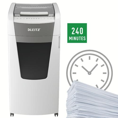 Leitz IQ AutoFeed Office Pro 600 Cross Cut Shredder 110 Litre 600 Sheet Automatic/15 Sheet Manual White 80171000