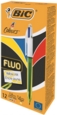 Bic 4 Colours Fluo Ballpoint Pen and Highlighter 1mm Tip 0.32mm Line and 1.6mm Tip 0.42mm Line Yellow/White Barrel Black/Blue/Red/Yellow Ink (Pack 12)