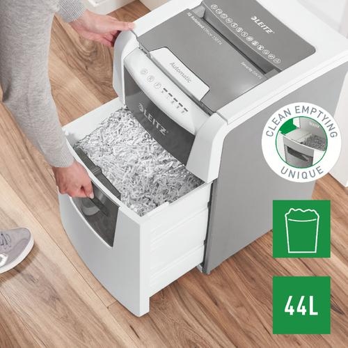 Leitz IQ AutoFeed Office 150 Cross Cut Shredder 44 Litre 150 Sheet Automatic/8 Sheet Manual White 80131000