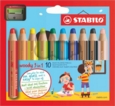 STABILO woody 3 in 1 Colouring Pencil and Sharpener Set Assorted Colours (Pack 10)