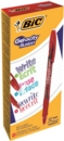 Bic Gel-ocity Illusion Erasable Gel Rollerball Pen 0.7mm Tip 0.3mm Line Red (Pack 12)