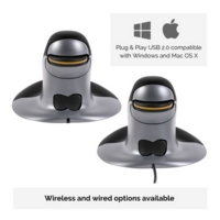 Fellowes Penguin Ambidextrous Vertical Mouse Wireless Large Black/Silver 9894501