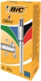 Bic 4 Colours Shine Ballpoint Pen 1mm Tip 0.32mm Line Silver Barrel Black/Blue/Green/Red Ink (Pack 12)
