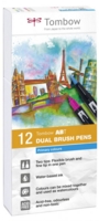 Tombow ABT Dual Brush Pen 2 Tips Primary Assorted Colours (Pack 12)