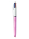 Bic 4 Colours Shine Ballpoint Pen 1mm Tip 0.32mm Line Pink Barrel Black/Blue/Green/Red Ink (Pack 12)