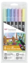 Tombow ABT Dual Brush Pen 2 Tips Pastel Assorted Colours (Pack 6)