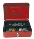 ValueX Metal Cash Box 250mm (10 Inch) Key Lock Red