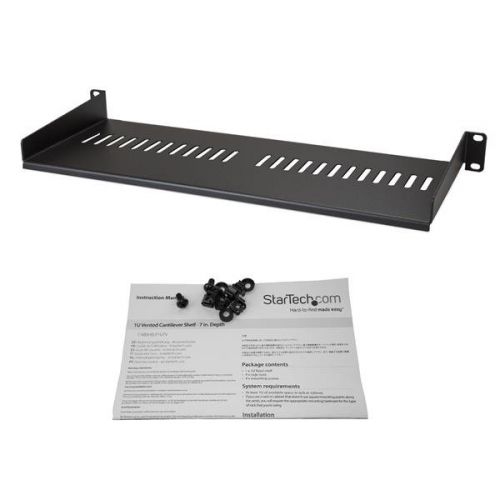 StarTech Vented 1U Rack Shelf 7in Deep
