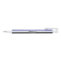 Tombow MONO Zero Refillable Eraser Pen Round Tip White with White/Blue/Black Barrel