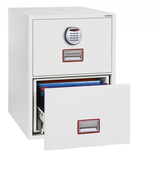 Phoenix Vertical Fire File 2 Drawer Filing Cabinet Elecronic Lock White FS2252E
