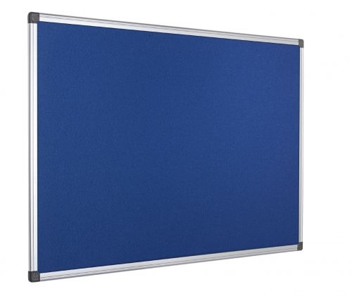 Bi-Office Maya Blue Felt Noticeboard Aluminium Frame 600x450mm