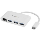3 Port USB3 Hub GbE USBC to 3xUSBA White