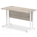Impulse 1200 x 600mm Straight Desk Grey Oak Top White Cantilever Leg I003068