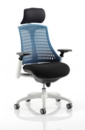 Flex Chair White Frame Blue Back With Headrest KC0092