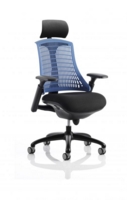 Flex Chair Black Frame With Blue Back With Headrest KC0108