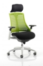 Flex Chair White Frame Green Back With Headrest KC0090