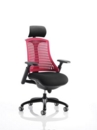 Flex Chair Black Frame With Red Back With Headrest KC0105