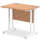 Impulse 800 x 600mm Straight Desk Oak Top White Cantilever Leg MI002905