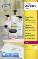 Avery Laser Label 210x297mm 1 Per A4 Sheet Crystal Clear (Pack 25 Labels) L7784-25