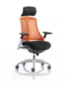 Flex Chair White Frame Back With Orange Back With Headrest KC0091