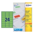 Avery Coloured Label 63.5x34mm 24 Per A4 Sheet Green (Pack 480 Labels) L6033-20