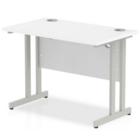 Impulse 1000 x 600mm Straight Desk White Top Silver Cantilever Leg MI002195