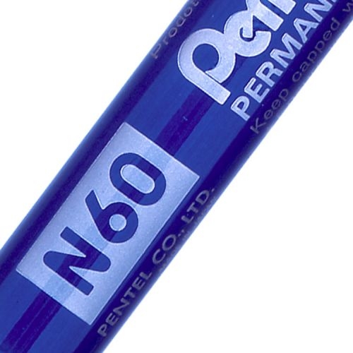 Pentel N60 Permanent Marker Chisel Tip 3.9-5.7mm Line Blue (Pack 12)