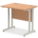 Impulse 800 x 600mm Straight Desk Oak Top Silver Cantilever Leg MI002904