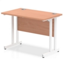 Impulse 1000 x 600mm Straight Desk Beech Top White Cantilever Leg MI001683
