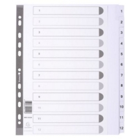 Exacompta Index 1-12 A4 Extra Wide 160gsm Card White with White Mylar Tabs