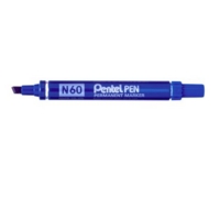 Pentel N60 Permanent Marker Chisel Tip 3.9-5.7mm Line Blue (Pack 12)