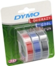 Dymo Embossing Tape 9mmx3m Red Black and Blue (Pack 3) S0847750