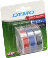 Dymo Embossing Tape 9mmx3m Red Black and Blue (Pack 3) S0847750