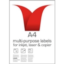 ValueX Multipurpose Label 210x297mm 1 Per A4 Sheet White (Pack 100 Labels)
