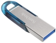 SanDisk Ultra Flair 64GB USB 3.0 Tropical Blue and Silver Capless Flash Drive 150 Mbs Read Speed