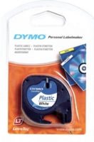 Dymo LetraTag Label Tape Plastic 12mmx4m Black on White