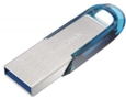 SanDisk Ultra Flair 64GB USB 3.0 Tropical Blue and Silver Capless Flash Drive 150 Mbs Read Speed