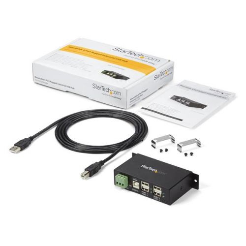 Mountable 4 Port Rugged Ind USB Hub ESD