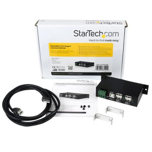 Mountable 4 Port Rugged Ind USB Hub ESD