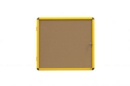 Bi-Office Ultrabrite Cork Noticeboard Display Case Lockable Yellow Aluminium Frame 9 x A4