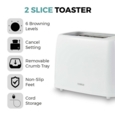 650W 2 Slice Plastic Toaster White